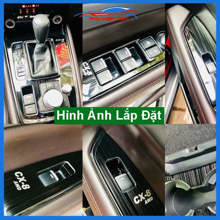 Ốp nội thất Mazda CX-8 CX8 2019-2020-2021-2022-2023-2024 vân Titan bảo vệ chống trầy xước và làm đẹp xe