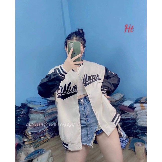 Áo khoác bomber phối mặt cười Dame HT12