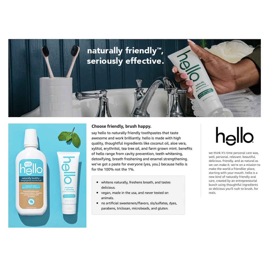 KEM ĐÁNH RĂNG DẦU DỪA & BẠC HÀ - TRẮNG BÓNG & GIẢM MẢNG BÁM Hello Oral Care Fluoride Free, 133g