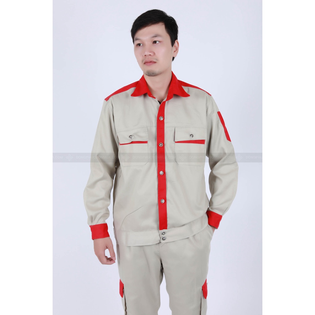 Bộ quần áo bảo hộ kỹ sư phối màu sẫm chất kaki dày đẹp siêu đẹp sẵn hàng lèm video B01.08-25
