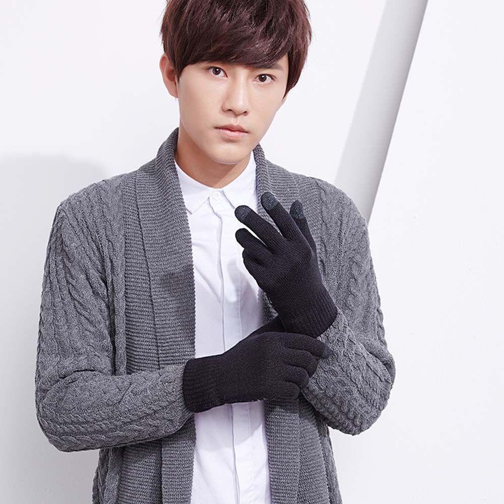 Găng Tay Dệt Kim Năm Ngón Dày Dặn Thoáng Khí Chống Trượt Màu Sắc Đơn Giản Cho Nam Và Nữ