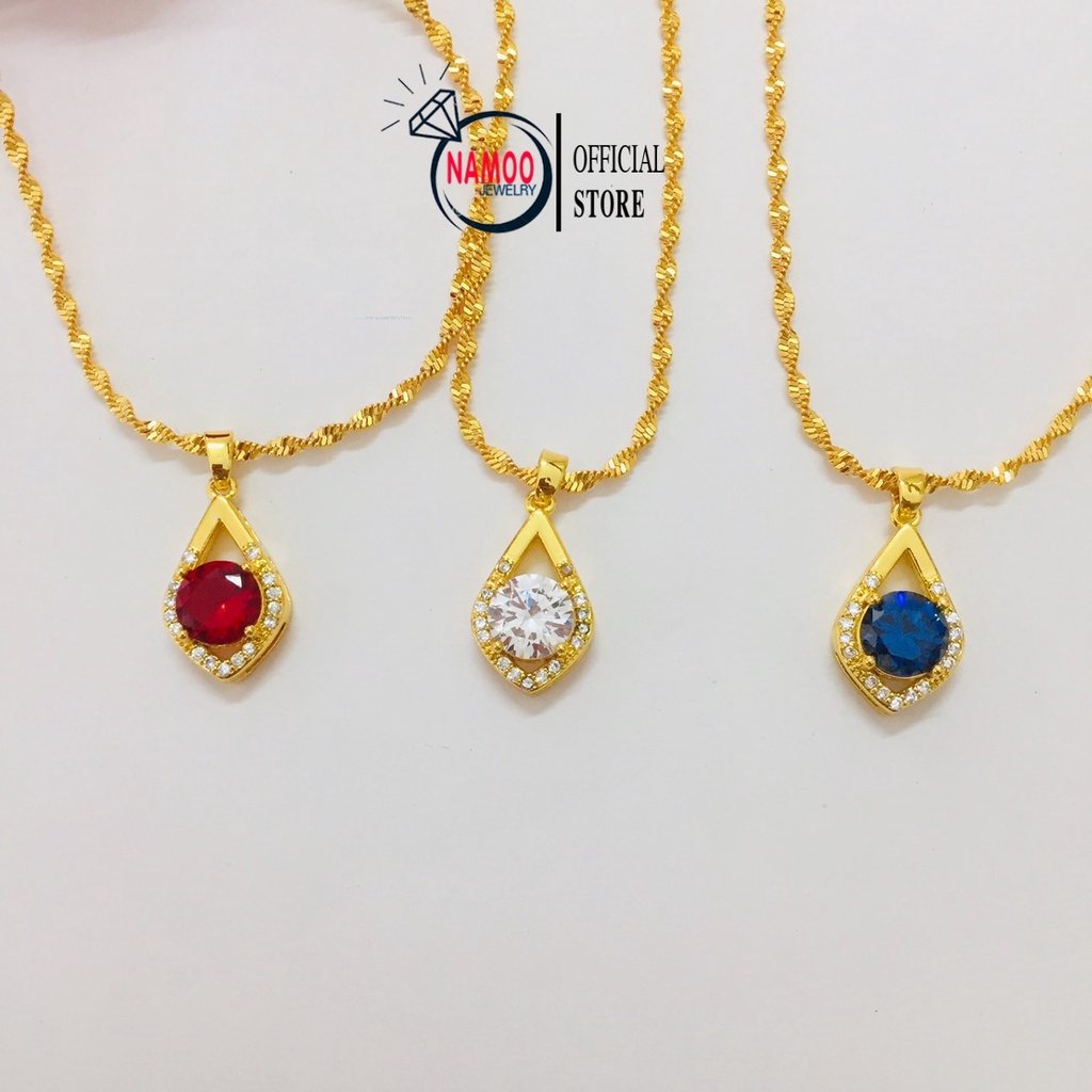 Dây Chuyền Đính Đá Nữ, Mặt Dây CHuyền Vàng Mạ 24 Cao Cấp V503 Namoo Jewelry