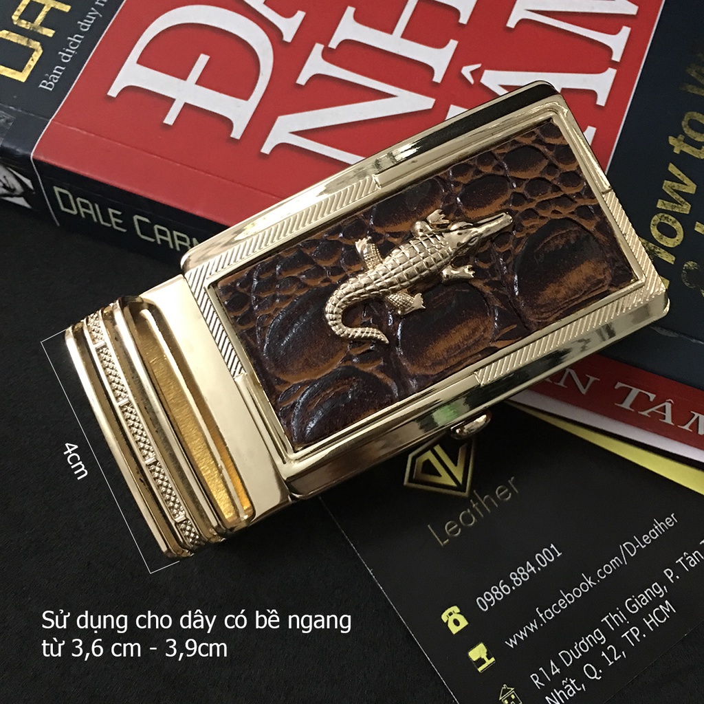 Đầu Khóa Thắt Lưng Nam Cao Cấp Size 3.9 cm/Bề Mặt Dán Da Bò Dập Vân Cá Sấu DLĐKTCS-01