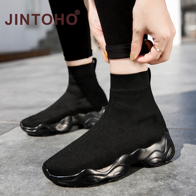 Giày Bốt Thể Thao Phối Tất Màu Đen Thời Trang 2022 Chất Lượng Cao Cho Cặp Đôi