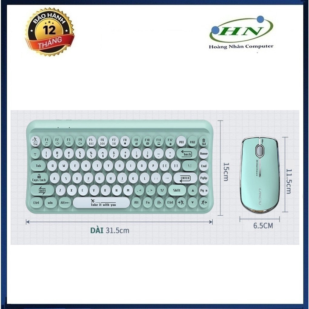 Bộ bàn phím mini 85 phím nút tròn và chuột không dây LT700 dùng cho văn phòng