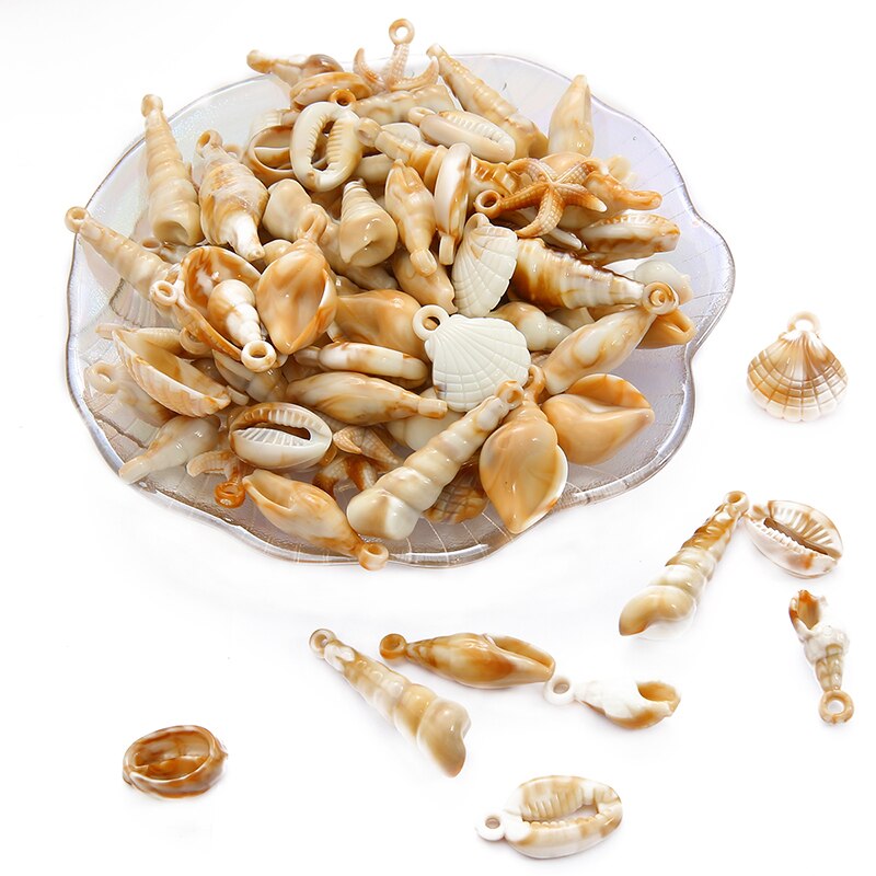 Phụ kiện hạt hình cá ngựa / vỏ sò / sao biển bằng nhựa nhiều kiểu dùng làm trang sức thủ công