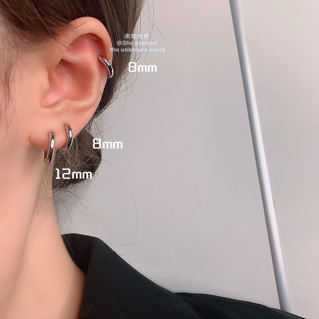 Khuyên tai bằng thép titan dạng vòng phong cách Hàn Quốc thời trang bông tai T424