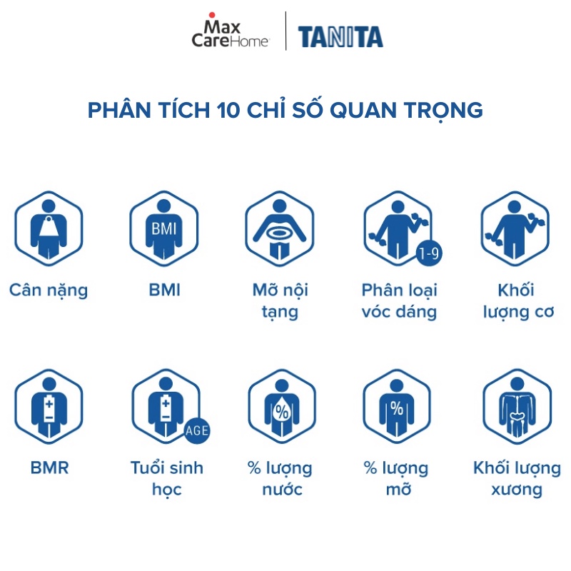 Cân điện tử thông minh phân tích 10 chỉ số cơ thể, cân phân tích chỉ số cơ thể Tanita Nhật Bản cực bền cực chính xác