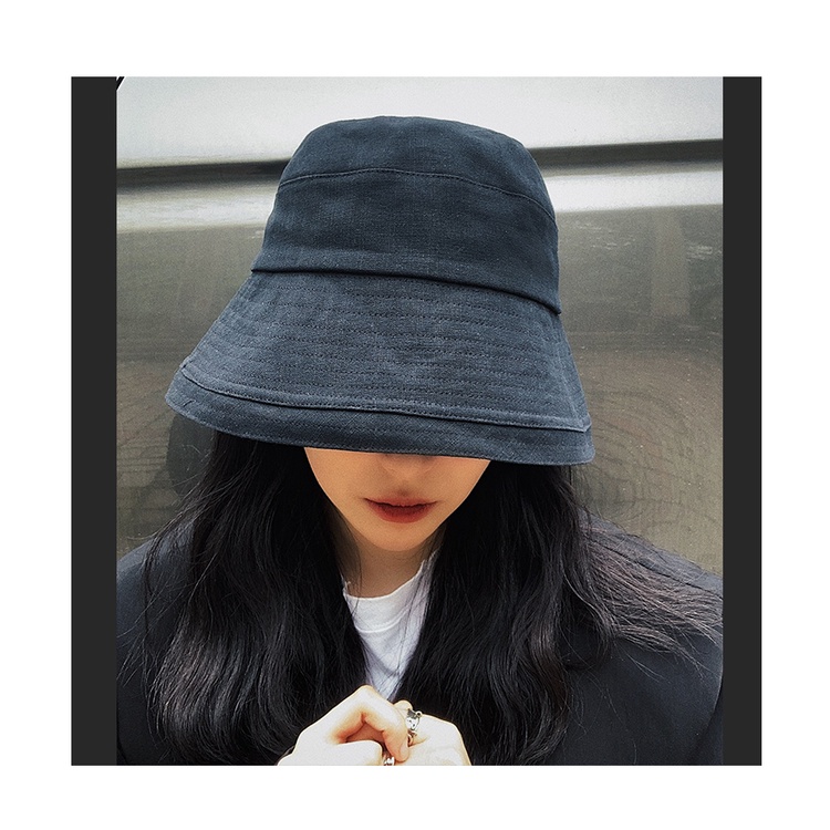 Nón Bucket Vành Rộng Bằng Cotton Lanh Mỏng Thoáng Khí Phong Cách Nhật Bản