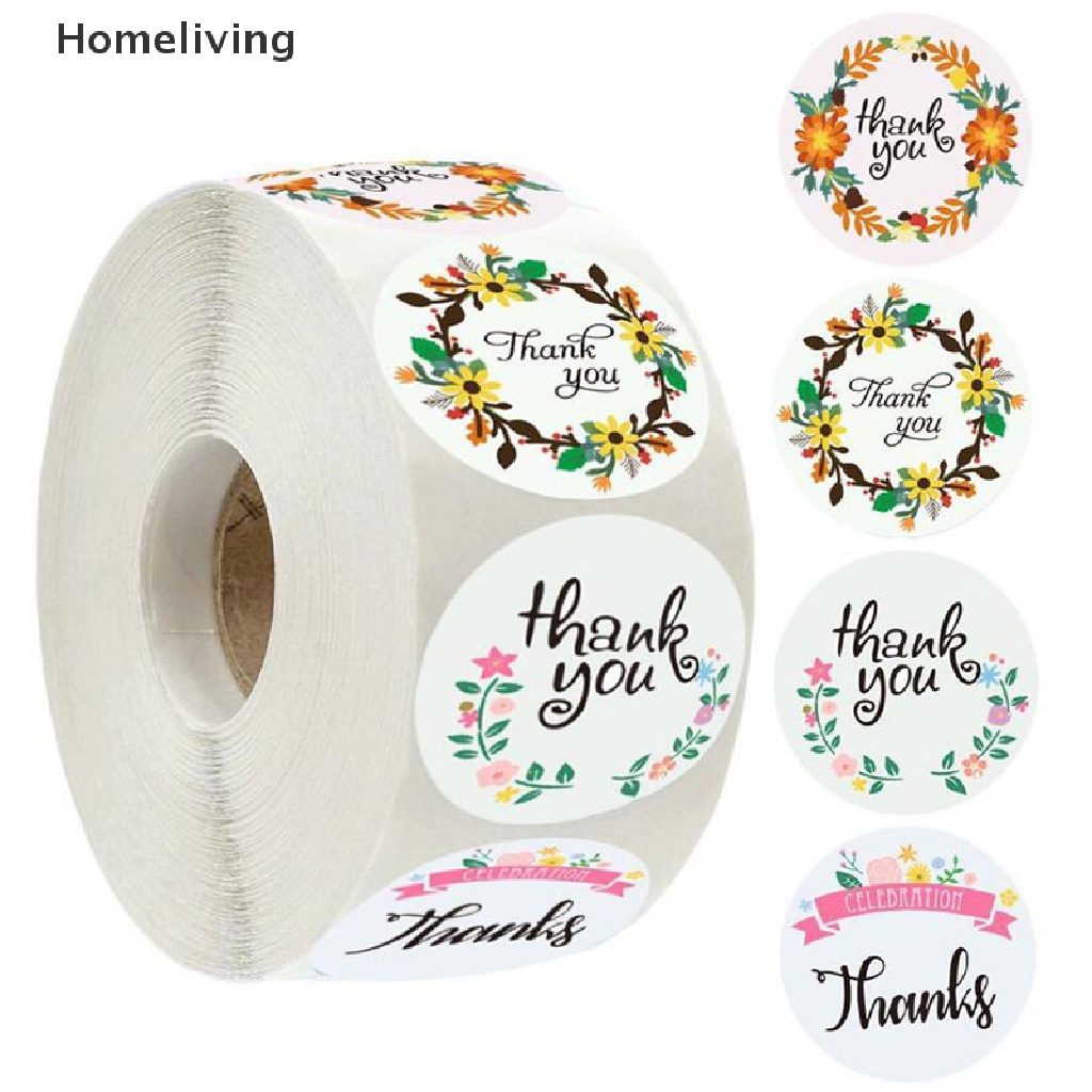 Cuộn 500 Miếng Dán Trang Trí In Chữ Thank You Độc Đáo