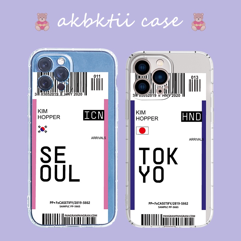 Ốp lưng iphone Ốp lưng iphoneỐp điện thoại TPU mềm trong hình thẻ máy bay SEOUL TOKYO MONTREAL thích hợp cho Iphone 11 Pro Max XR Xs Max 8 7 Plus