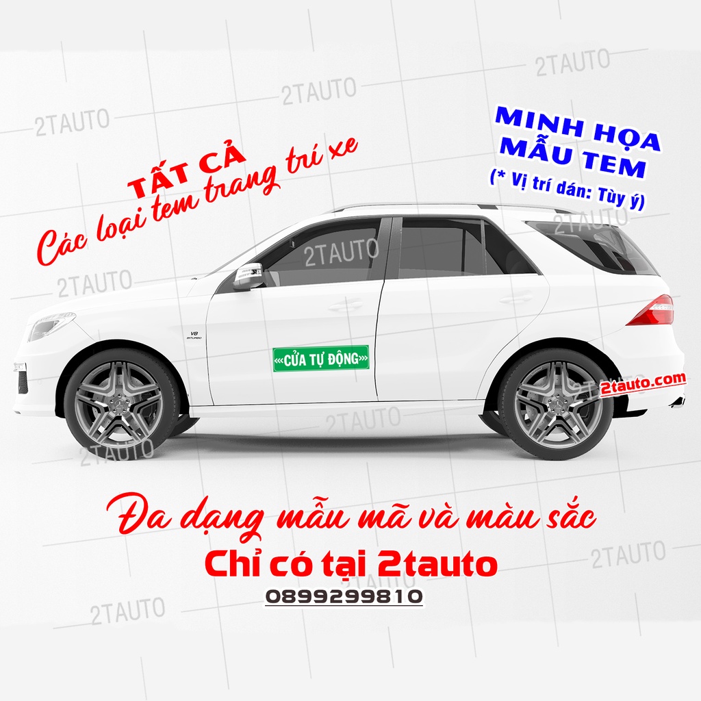 01 Tem Logo Decal Dán Chỉ Dẫn Cửa Tự Động Dùng Cho Ô Tô, Auto Door, Chất Liệu Decal Dán Có Keo Sẵn, Chống Nước