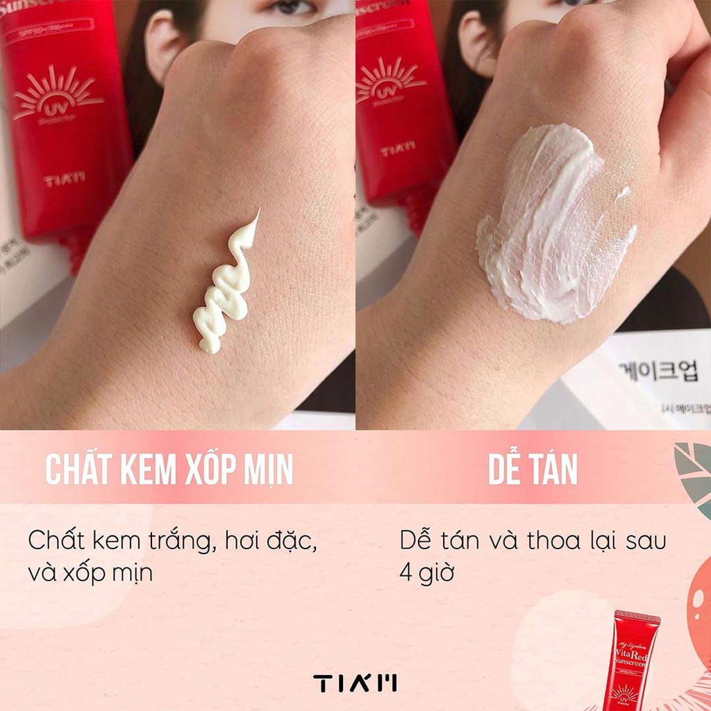 Kem Chống Nắng Tiam Dưỡng Trắng Giảm Thâm Tiam Signature Vita Red Sunscreen Tia'm SPF50+/PA+++ 50ml