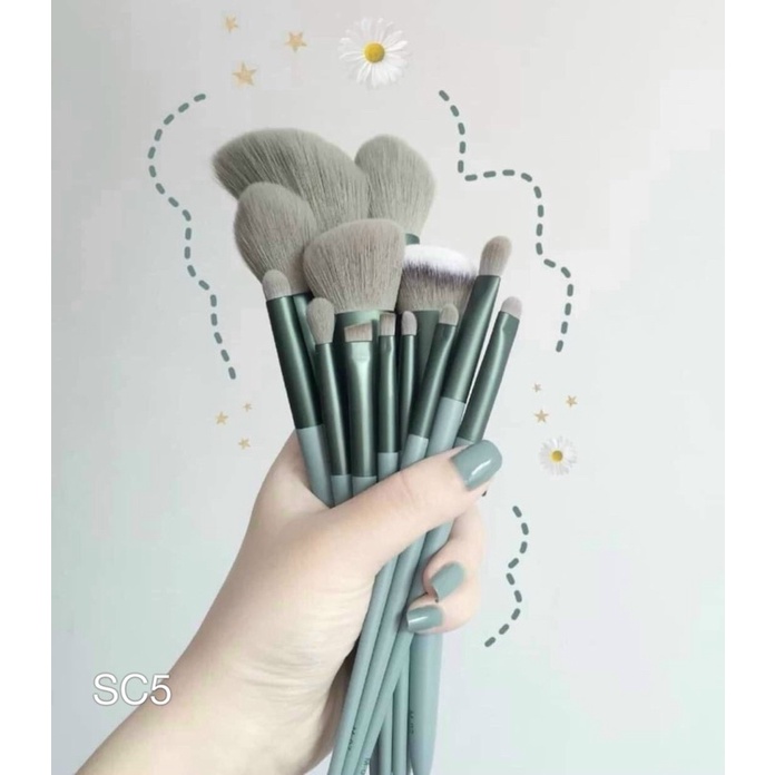 Set cọ trang điểm 13 món màu xanh - S3P