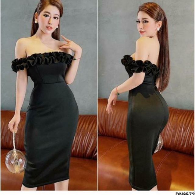 Đầm cúp bẹt vai bèo nhúng