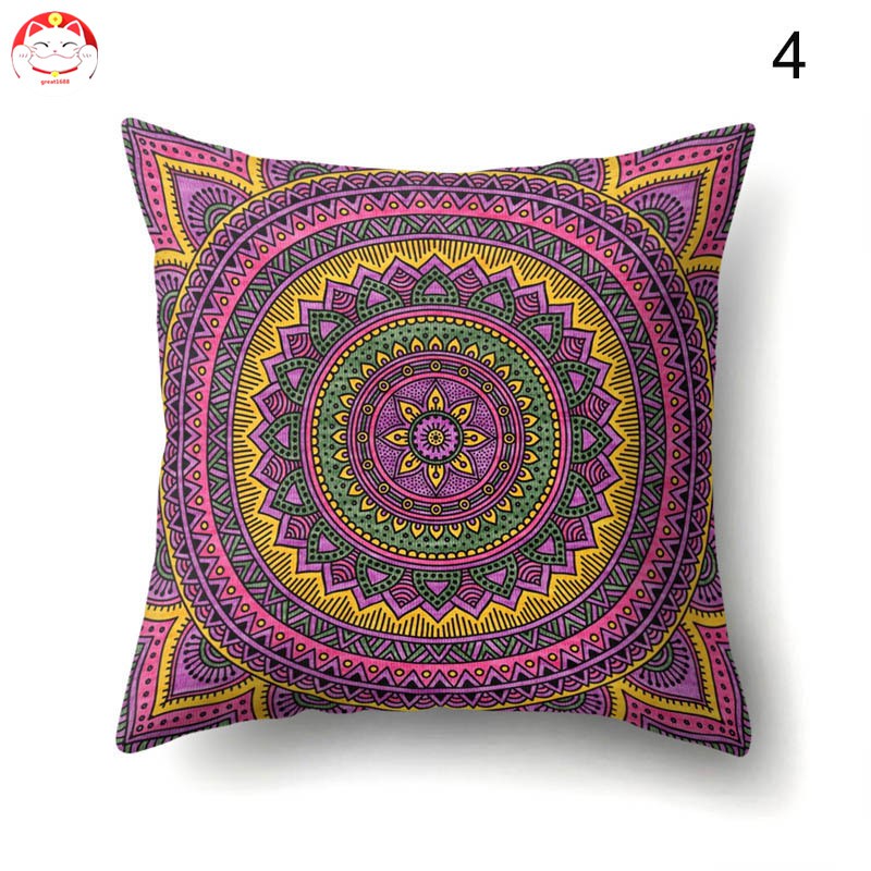 Vỏ Gối Vuông 45x45cm Hoa Văn Phong Cách Bohemian