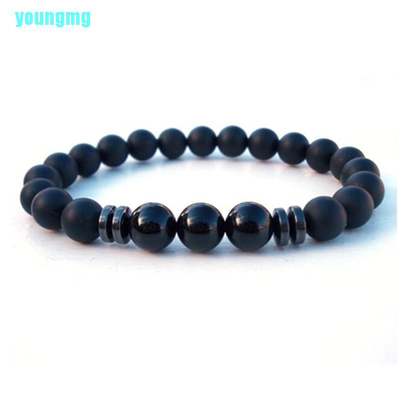 Vòng Đeo Tay Chuỗi Hạt Đá Màu Đen Thời Trang Dành Cho Nam