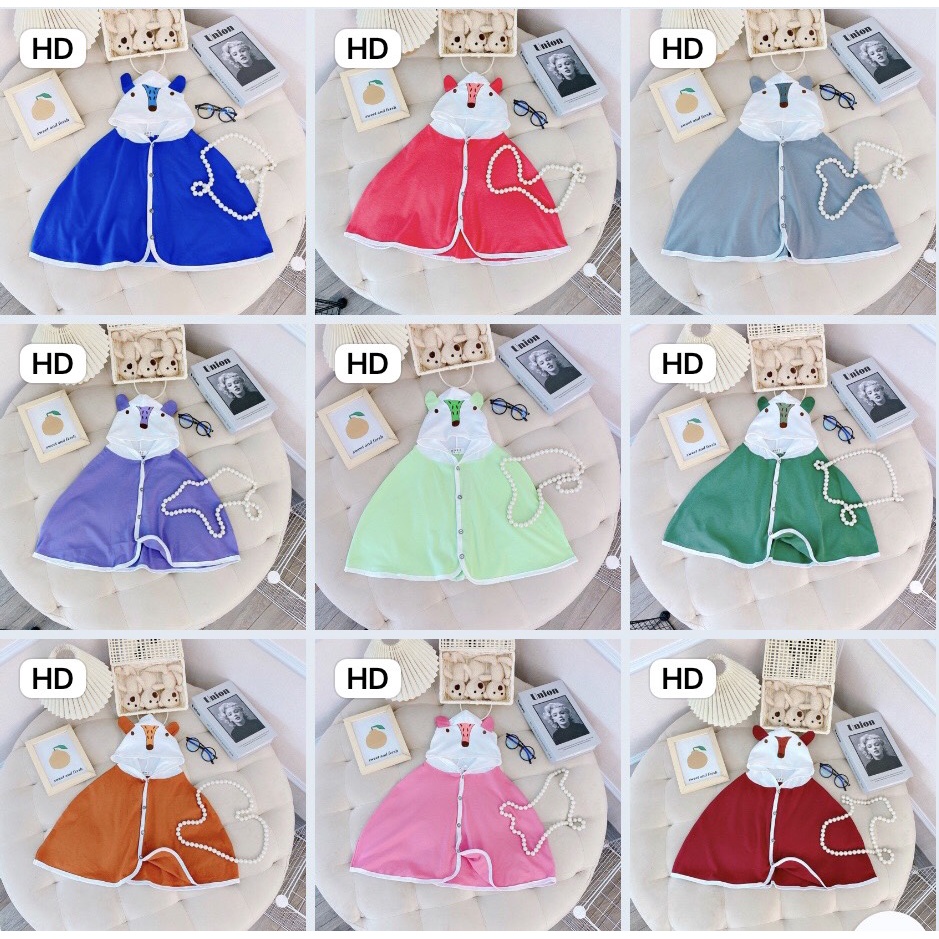 Áo choàng chống nắng hình thú cho bé trai/ bé gái mặc khoác ngoài 1 tuổi đến 4 tuổI