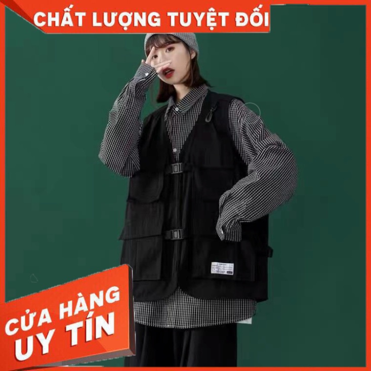 Áo khoác ghi lê phối nhiều túi phong cách Nhật Bản - Hàng nhập khẩu