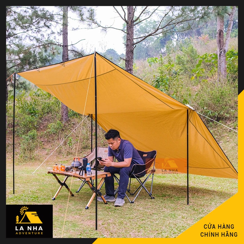 Lều cắm trại 2 lớp vải cao cấp Là Nhà Glamping, Camping Vintage 4P dành cho 4-5 người Homecamp