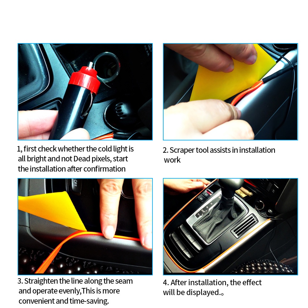 Dây Đèn LED EL Làm Mát 1m 2m 3m 5m DIY Trang Trí Nội Thất Xe Hơi