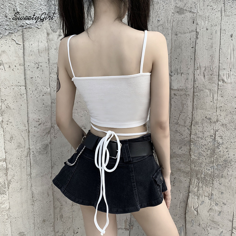 Áo tank top hoạ tiết hoa thêu phong cách punk