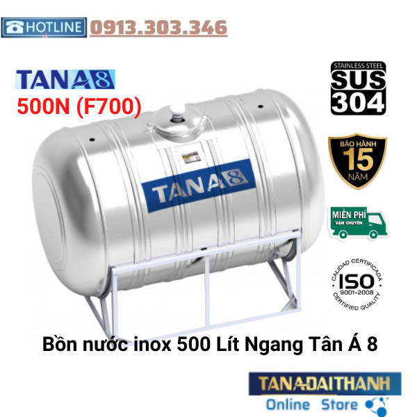 Bồn Nước Inox Tân Á 8 Cao cấp Ngang 500L , bảo hành 15 năm, Tân Á Đại Thành online
