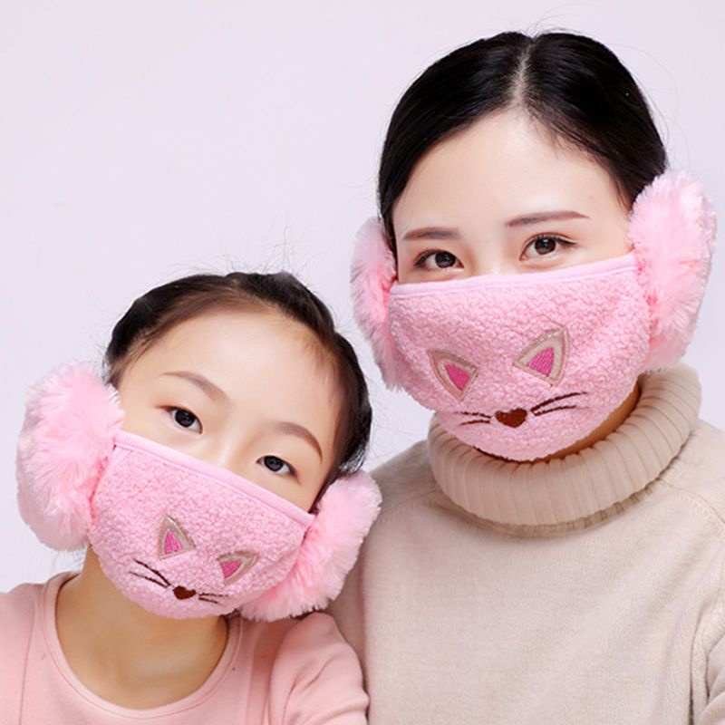 Bông Chụp Tai Chống Gió Bằng Vải Cotton Thêu Họa Tiết Hoạt Hình Dễ Thương