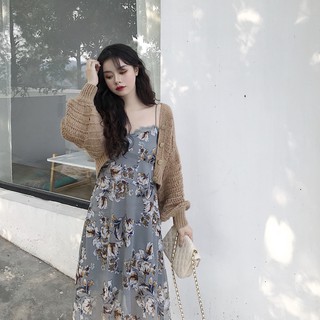 ĐẦM DÂY + ÁO KHOÁC LEN ULZZANG