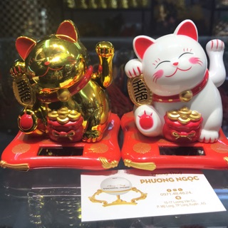 Mèo ngoắc khách nghiêng 12cm