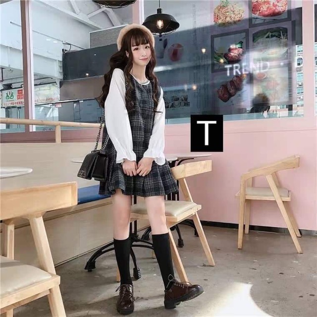 Váy kẻ phối sơmi TTV828 | BigBuy360 - bigbuy360.vn