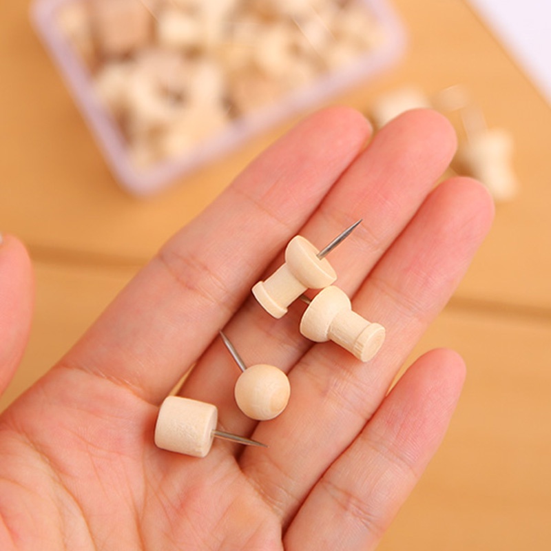 Set 30 Đinh Ghim Nhiều Kích Cỡ Bằng Gỗ Màu Sắc Đơn Giản Trang Trí Móng Tay DIY