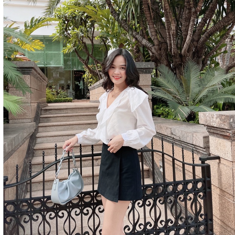 ÁO SƠ MI CỔ BÈO ZAREEN SOM48 TRẮNG