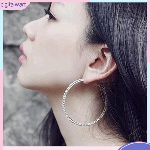 Đôi bông tai tròn đính đá pha lê nhân tạo sang trọng cá tính hợp thời trang dành cho nữ
