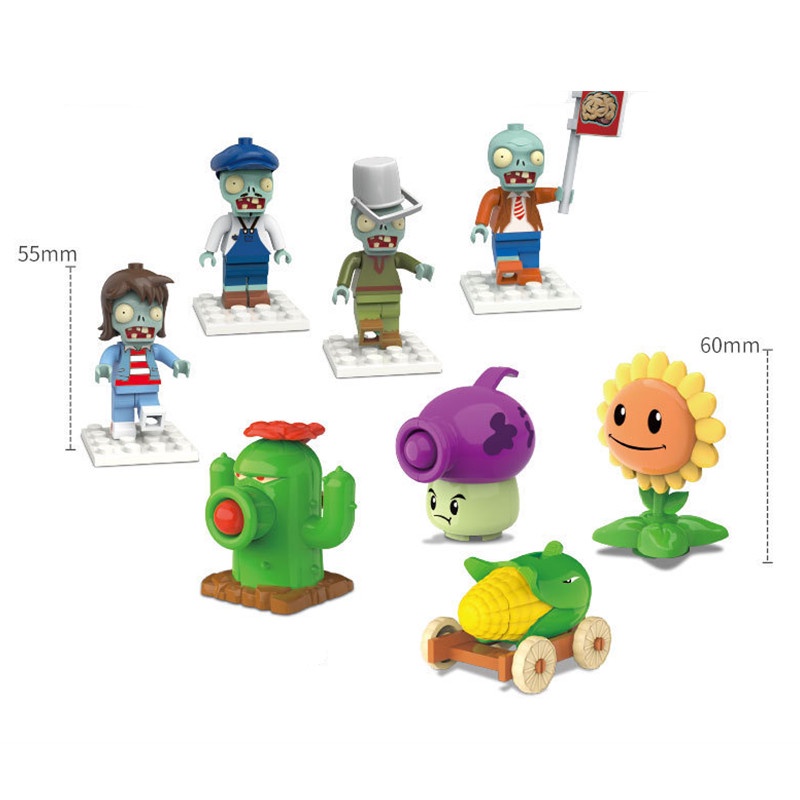 Cây Anime vs. Đồ Chơi Khối Xây Dựng Hình Zombies / Hoa Hướng Dương / Xương Rồng / Hạt Đậ