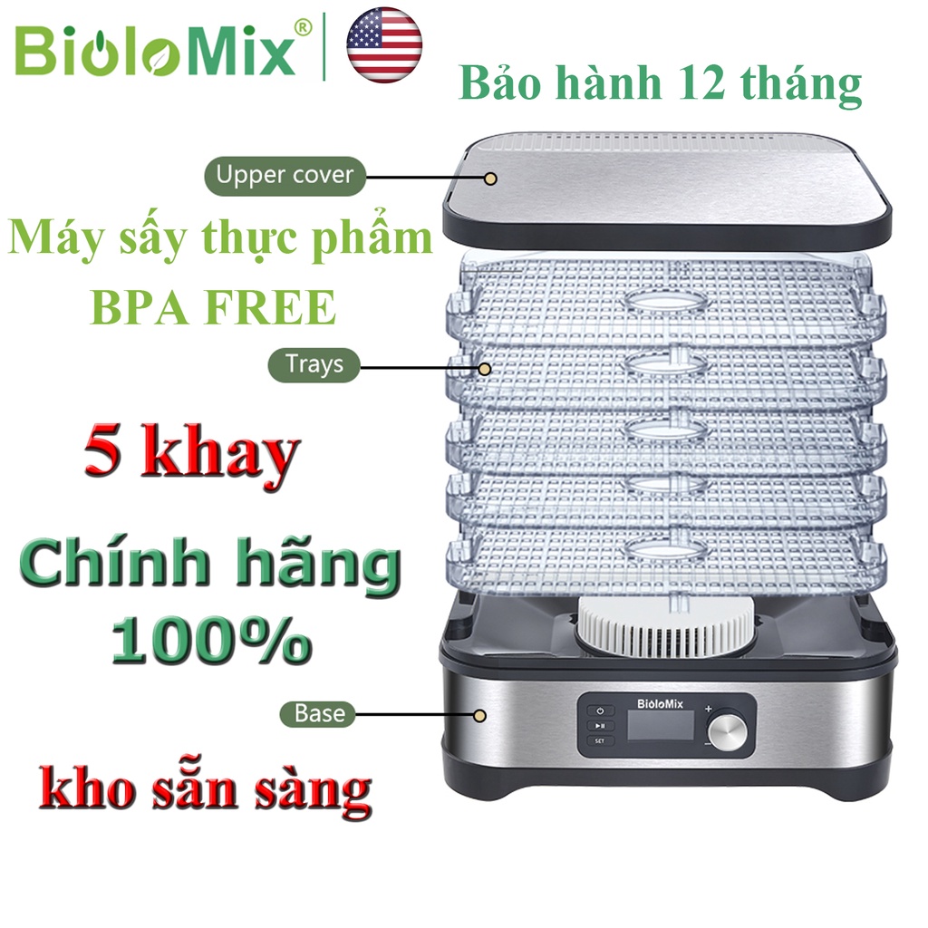 Máy sấy hoa quả, thực phẩm BioloMix BD-1200E 5 tầng có hẹn giờ