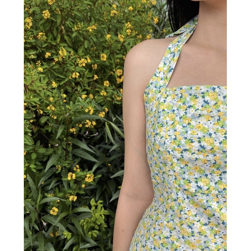 Váy yếm hoa nhí mini cột nơ dáng A Loralen Dress by Gum - Gum Tailor | BigBuy360 - bigbuy360.vn