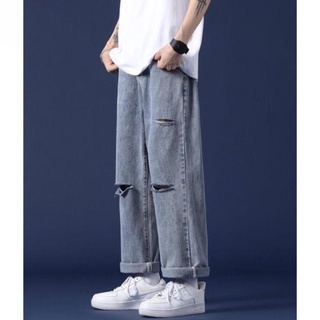 Quần jean baggy rách gối RG-03 ống suông, rộng style hàn quốc 2022