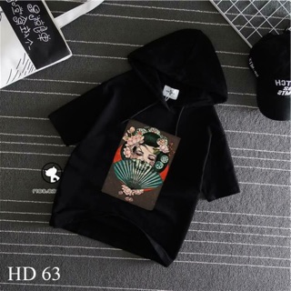 Áo hoodie tay lỡ hoạ tiết cô gái Nhật