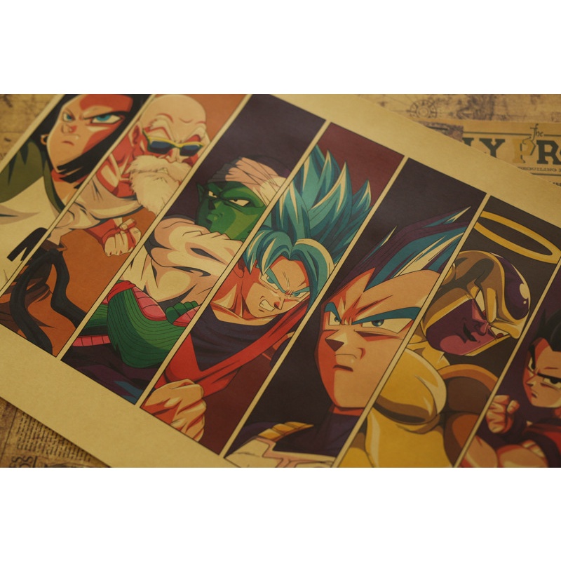 Combo poster nhân vật hoạt hình ragon Ball Son Goku - Onepice Áp phích giấy Kraft cổ điển trang trí quán cà phê