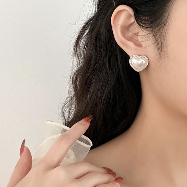 Bông Tai Mạ Bạc 925 Hình Nơ Đính Ngọc Trai Phong Cách Hàn Quốc Thời Trang