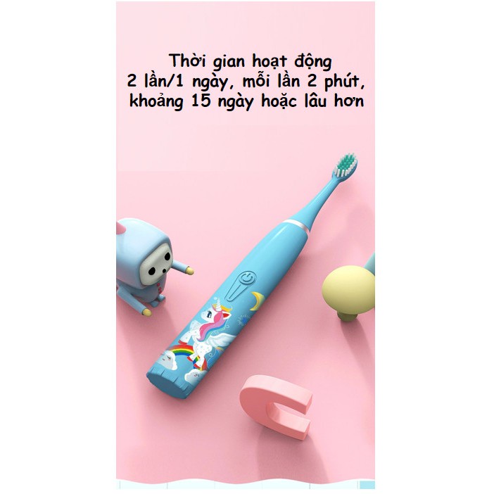 Bàn chải điện cho bé SONIC, bàn chải điện trẻ em tự động - giúp bé vệ sinh răng miệng hiệu quả [Tặng kèm bộ đầu chải]
