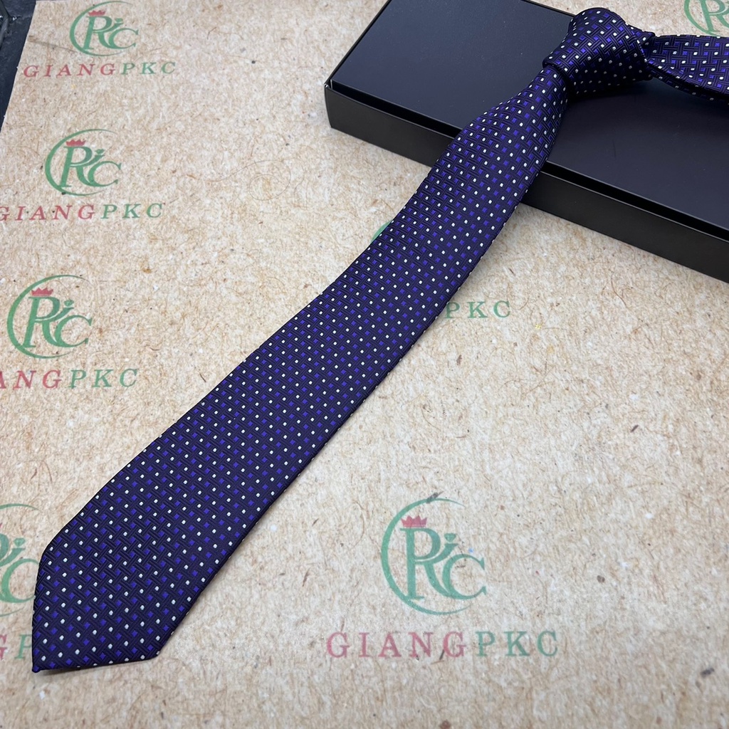 Cà vạt nam màu tím trung niên bản 8cm dài tự thắt hàng dầy 3 lớp dành cho Lãnh Đạo Giangpkc Phụ kiện nam