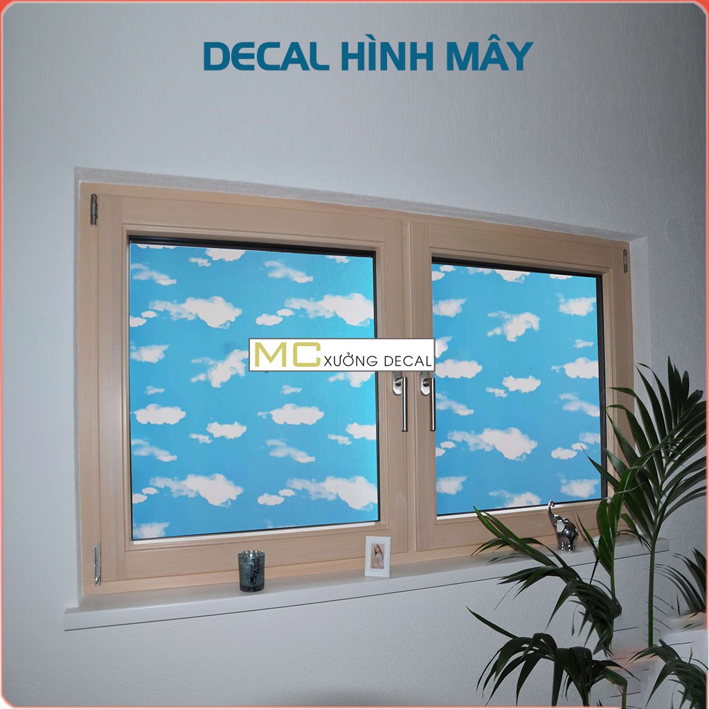 Giấy decal dán kính T025 Hình Mây Trang trí cửa sổ cản nắng giảm nhiệt