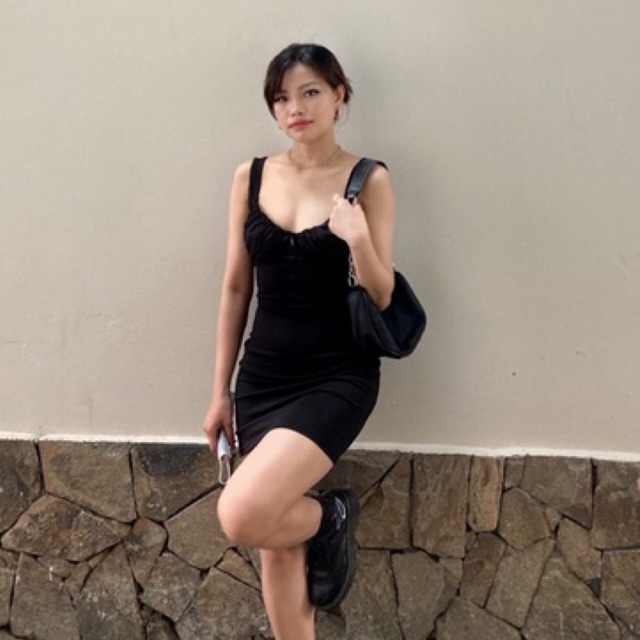 Váy thun ôm body nhún ở ngực sang trọng