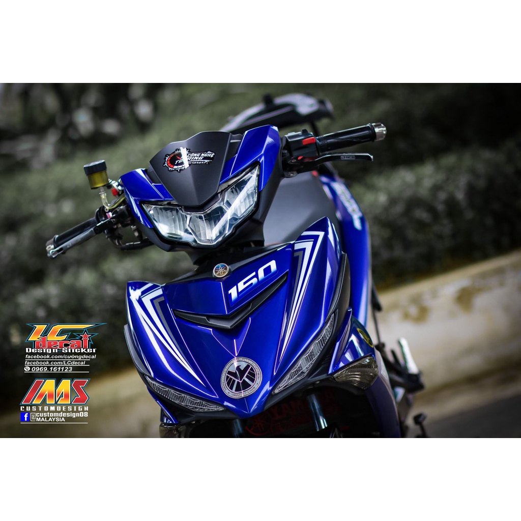 Tem rời Exciter 150 xanh chỉ trắng xám