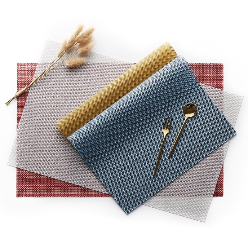 Rectangular woven placemat Western Europe PVC placemat Teslin faux linen thick insulation pad