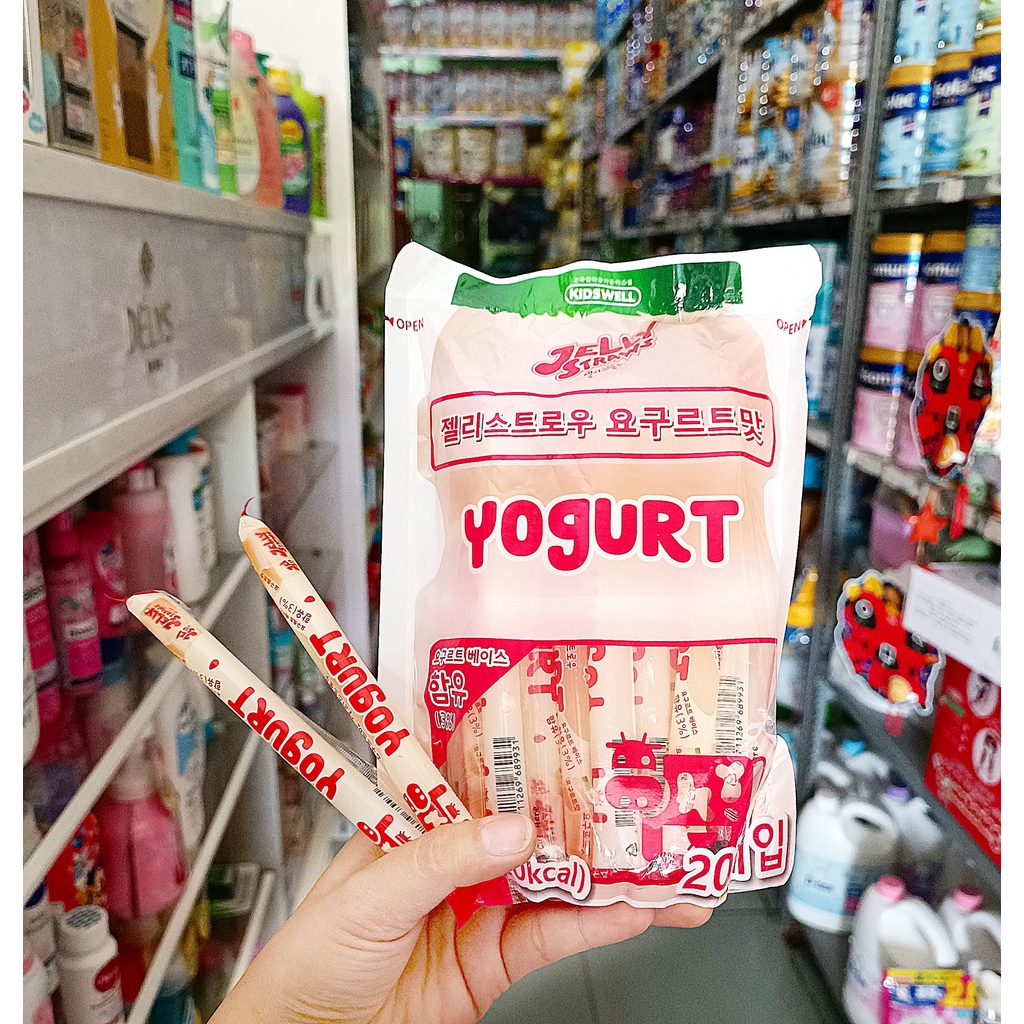 Thạch rau câu que sữa chua Kidswell Jelly Straws Yogurt Speshow 386g - Hàn Quốc