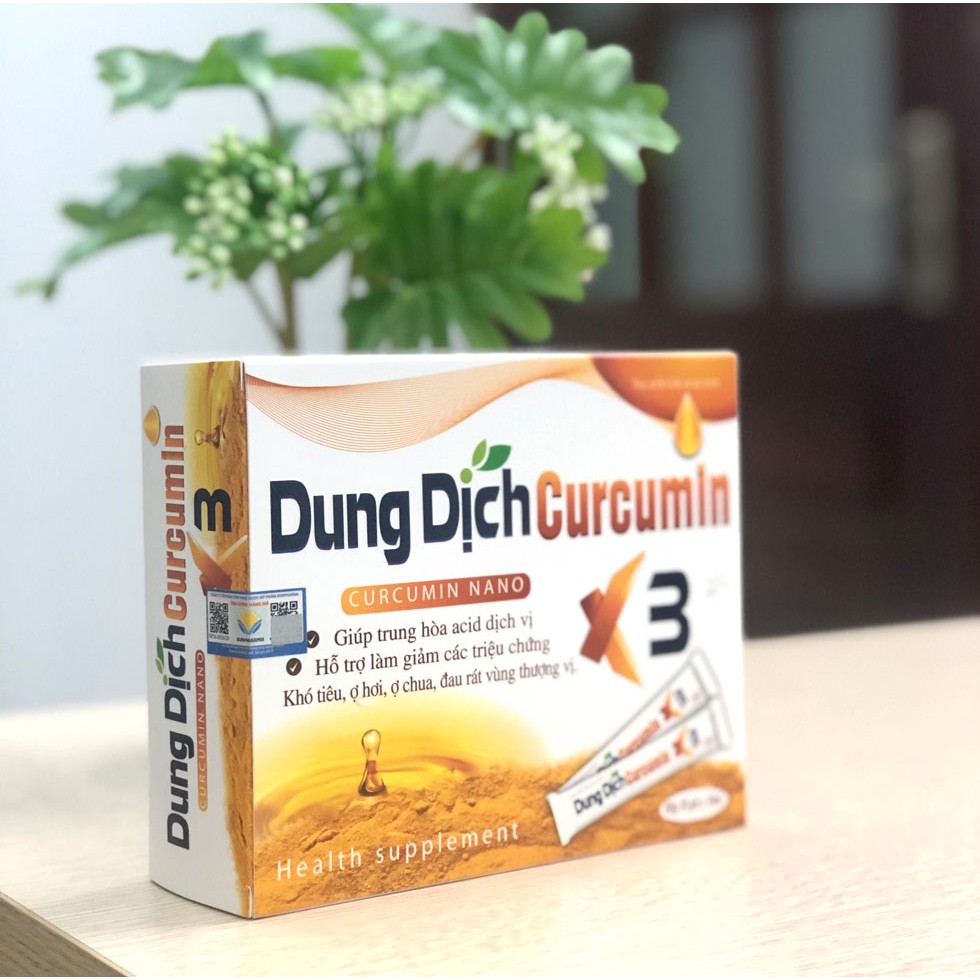 Dung dịch Curcumin X3 - hỗ trợ trung hòa acid dịch vị, giảm đau dạ dày (20 gói 10ml)
