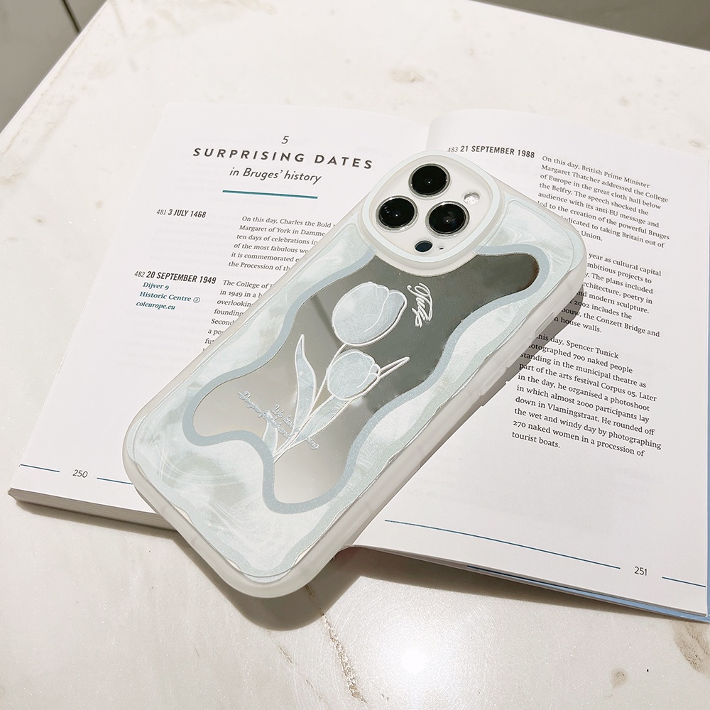 Ốp Điện Thoại Tráng Gương Chống Sốc In Họa Tiết Hoa Cho iPhone 11 12 13 Pro max mini XS max xr 7 8 se2020 plus